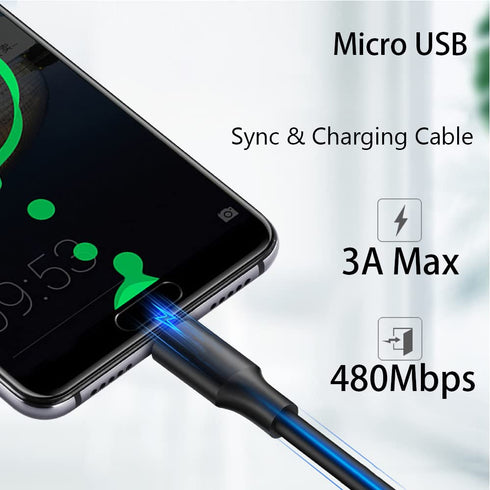 USB-A to Micro USB Charging Cable, 480Mbps Transfer Speed, USB 2.0 Fast Charger Cord 3.3Ft, Compatible with Samsung LG Sony Moto Nokia Android Cel...