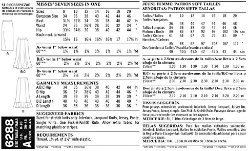 Simplicity New Look Easy Just 4 Knits Pattern 6288 Misses Pull on Knit Skirts, Sizes 8-10-12-14-16-18-20...