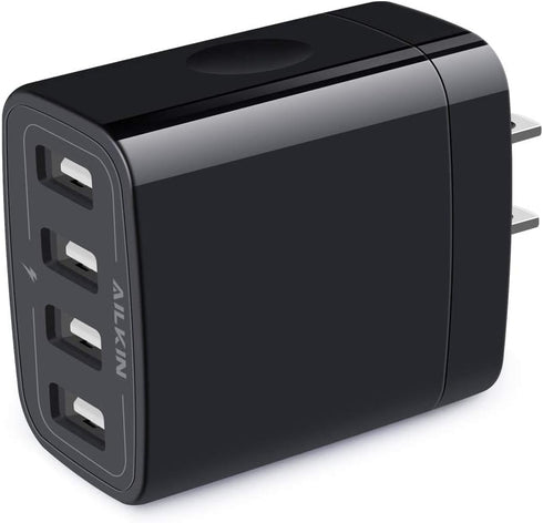 Wall Charger, USB Charger Adapter, AILKIN 4.8A 4Multi Port Fast Charging Station Power Base Block Plug Cube Brick for iPhone 15 14 SE 13 12 11Pro ...