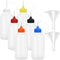 6 Pcs 4 Ounce Needle Tip Glue Bottle 120ml Plastic Dropper Bottles Multicolor Lid with 2 Pcs Mini Funnel for Small Gluing Projects, Paper Quilling...