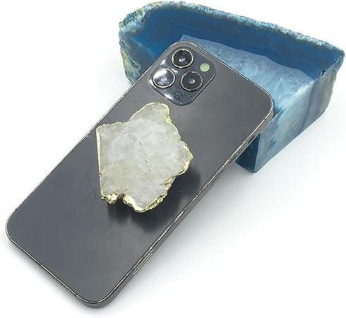 Crystal Phone Grip & Stand Clear Druzy Healing Natural Stone Crystal Phone Accessory (White)...
