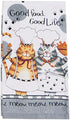 4 Piece Happy Cat Kitchen Set - 2 Terry Towels, Oven Mitt, Potholder...