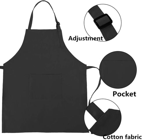 Kids Apron and Chef Hat Set, Adjustable Cotton Child Aprons with Large Pocket Black Girls Boys Kitchen Bib Aprons for Cooking Baking Painting...