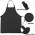 Kids Apron and Chef Hat Set, Adjustable Cotton Child Aprons with Large Pocket Black Girls Boys Kitchen Bib Aprons for Cooking Baking Painting...