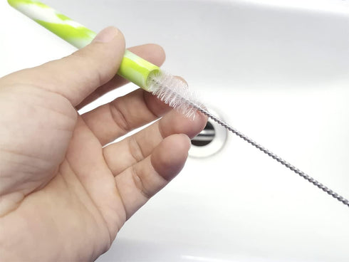 Drinking Straw Cleaning Brushes Set 15" Extra Long 10mm Extra Wide Pipe Tube Cleaner Nylon Bristles Stainless Steel Handle - 15" x 3/8" (10mm) - S...