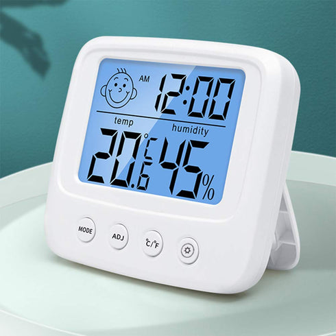 Indoor Thermometers Hygrometer Digital Room Thermometer and Humidity Gauge with Clock Humidity Temperature, 5s Fast Refresh, Backlight & ?/? Function for Home, Office, Bedroom