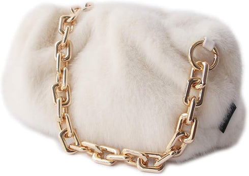 NAARIIAN dumpling fur bag Feather Tote Evening cloud bags Fuzzy Handbags Faux Fox Fur Purse for women...