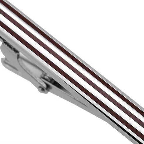 Burgundy Long Striped Tie Clips...