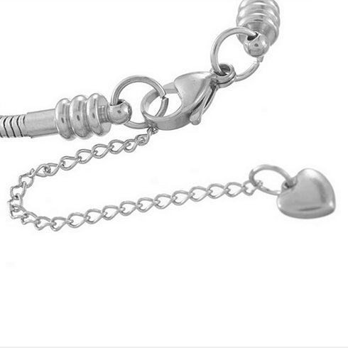 Women European Charm Bracelet Stainless Steel 3mm Snake Chain Bracelets Fits Charms Bead...