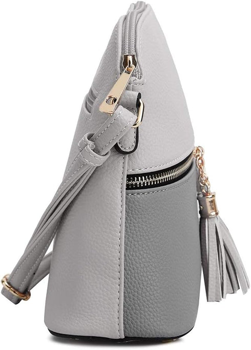 SG SUGU Lunar Lightweight Medium Dome Crossbody Bag Shoulder Bag with Tassel | Zipper Pocket | Adjustable Strap...