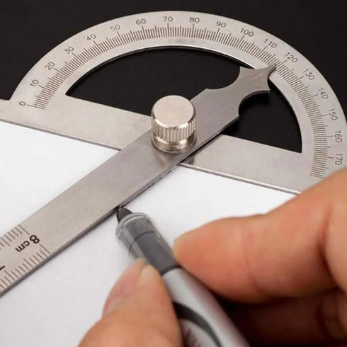 Haidong Angle Measuring Instrument Stainless Steel Protractor 0-180 Degree Rotary Arm Measuring Ruler Woodworking Degree Protractor?15cm?1PCS...