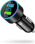 USB C Car Charger Adapter, Dual QC3.0 Ports Cigarette Lighter Car Charger, All Metal Quick Charge with LED Voltage Display, Compatible with iPhone...