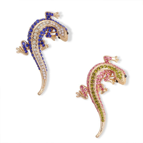 Rhinestone Gecko Lizard Brooch Pin for Women Girls Gold Plated Fashion Crystal Animal Brooches Lapel Pins Cute Dress Accessories Holiday Birthday ...