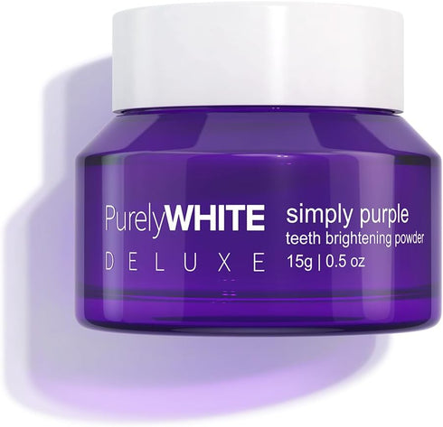 PurelyWHITE DELUXE, Simply Purple Brightening Powder - Conceals Stains, No Sensitivity - Enamel-Safe Toothpaste Whitening Powder for Coffee, Tea, ...