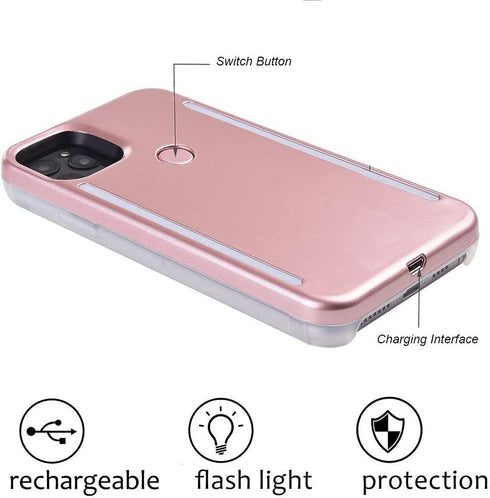 Front and Back Selfie Light up Case Compatible with iPhone 13 pro max,Rechargeable high Brightness Luminous LED Flash Lighting Selfie Light Best f...