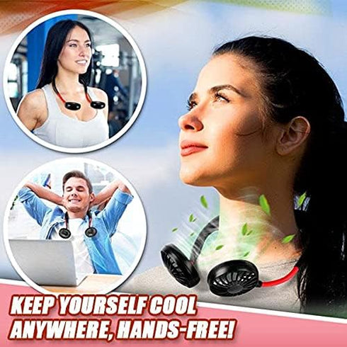 iHip Portable Hanging Neck Fan, Personal Fan, Around Neck Fan, Rechargeable Wearable Mini USB 2000mAh Fans, Outdoor, Sports (Black)...