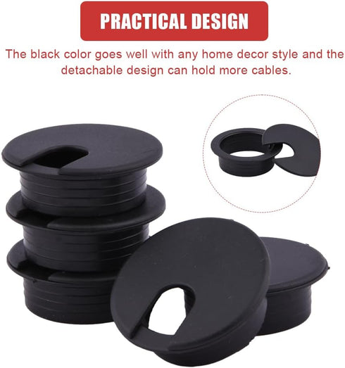 5Pcs Desk Grommet, 1-3/8 Inch (35 mm) Desk Hole Cover Grommet with Hole Saw, Wire Cord Cable Hole Cover for Computer PC Cable Cord Organizer(size:...