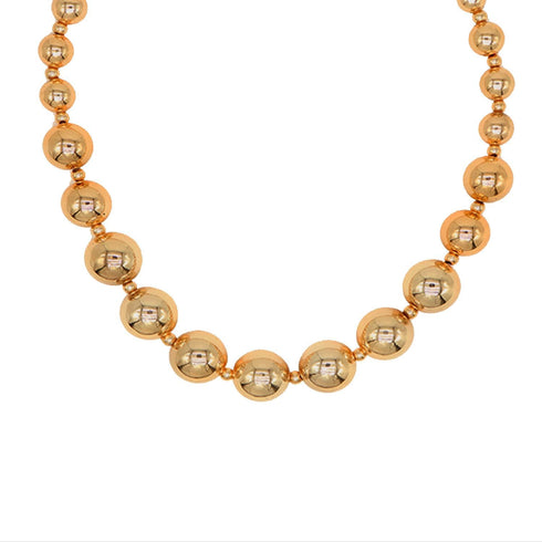 HSQYJ Shiny 14k Gold Beaded Stainless Steel Necklace High Polish Graduated Bead Ball Chain Necklace Fashion Chunky Choker Costume Jewelry Gift for...