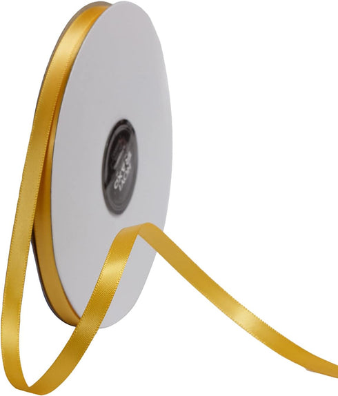 50 Yards Yellow Gold 1/4 inch Wide Double Faced Polyester Satin Ribbon for Craft,Wedding,Gift Wrapping,Bow Making & Other Projects...