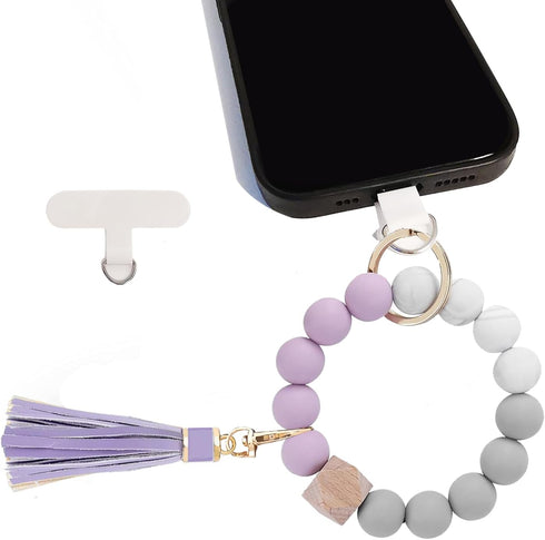 Boho Silicone Phone Wrist Strap, Cell Phone Lanyard Keychain with Tether Tab, Smartphone Wristlet Bracelet Keychain with Universal Strap Holder Co...