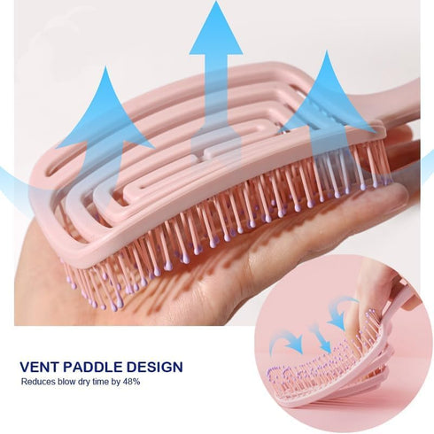 Detangling Hair Brush, 2 Pcs Curved Vent Hair Brush For Blow Drying For Thick,Curly,Long Hair, Wet Brush Detangler Quickly Detangles and Smooths h...