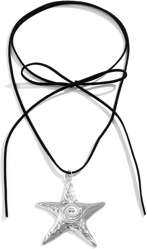 Gothic Black Choker Necklace with Big Puffy Heart Pendant Sexy Starfish Y2K Aesthetic Velvet Collar Neck Chain Boho Neck Accessories for Women and...
