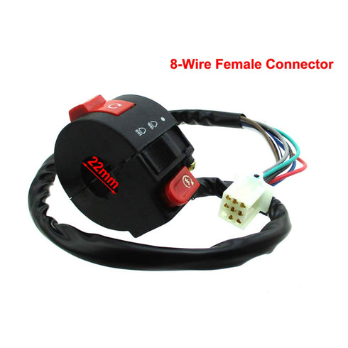 TC-Motor 3 Function 8 Wire Handle Kill Light Start Switch Female Plug for Chinese 50cc 70cc 90cc 110cc ATV Quad Kazuma Taotao Coolster...