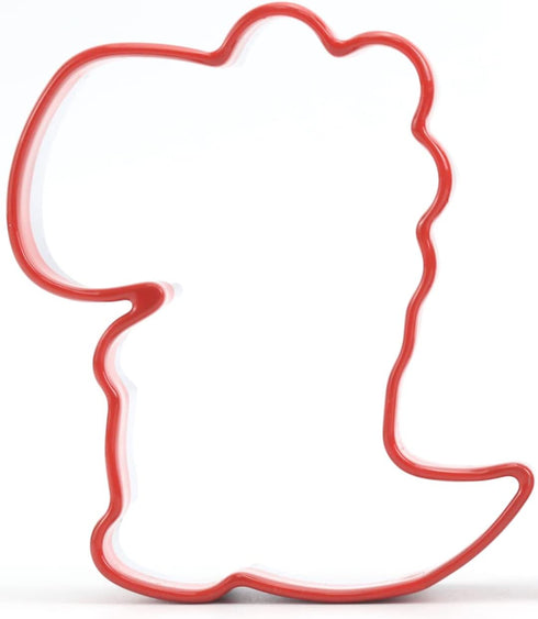 Dinosaur Cookie Cutter 5“, Dinosaur Biscuit Cutter, Cookie Cutter for Baking, Cookie Cutter for Kids, Metal Cookie Cutter Coated with Red Top Rubb...