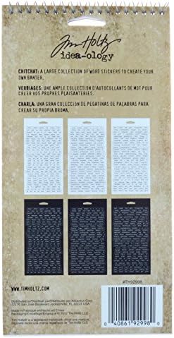 Tim Holtz Idea-ology Chitchat Word Stickers, Black and White Matte Cardstock, 1088 Stickers, TH92998, 1/8"...