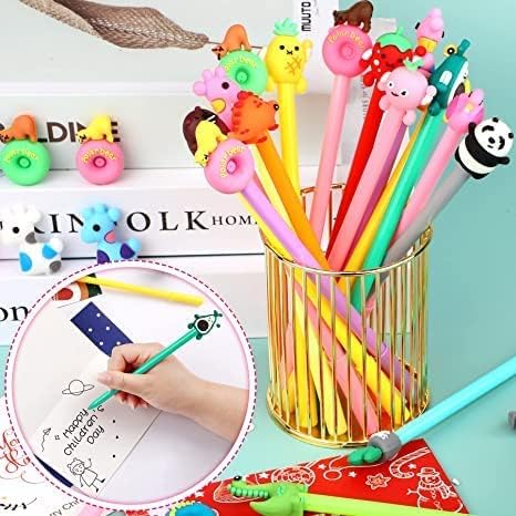 SANNIX 20 Pieces Cartoon Cute Gel Ink RollerBall Pens Bulk Assorted Styles Novelty Writing Pen for Kids Gift School Office Home Supplies Present...