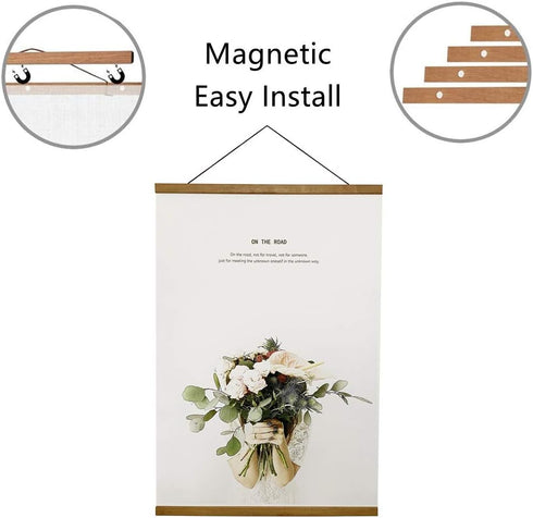 Miaowater Magnetic Poster Frame Hanger,18x24 18x12 18x28 Light Wood Wooden Frames Hangers for Photo Picture Art Canvas Print Artwork Wall Hanging ...