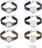 FASHEWELRY 14Pcs PU Leather Cord Bracelet Bezel Tray Blank Flat Round Cabochon Settings Bezel Tray Watch Bands Base Tray Bracelet Blanks with Glas...