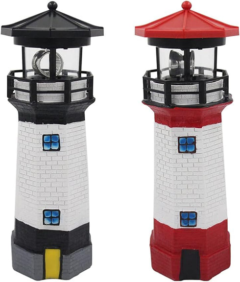 Solar Lighthouse Outdoor Solar Rotating LED Lighthouse Light Waterproof Lighthouse Statue Decorative LED Rotating Lamp for Garden Landscape Outsid...