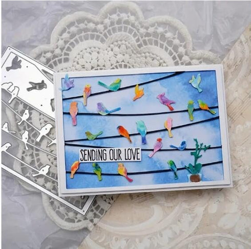 Bird on The Wire Metal Die Cuts for Card Making,Bird Flower Frame Card Cutting Dies Cut Stencils DIY Scrapbooking Album Embossing Paper Card Embos...