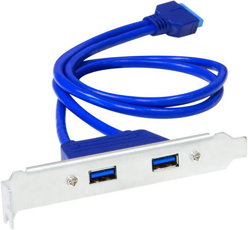 Kingwin USB 3.0 PCI Bracket Cable with Dual Ports, 20-Pin to USB 3.0 Adapter for Motherboard, 5Gbps High-Speed Data Transfer, for Desktop PC, Back...
