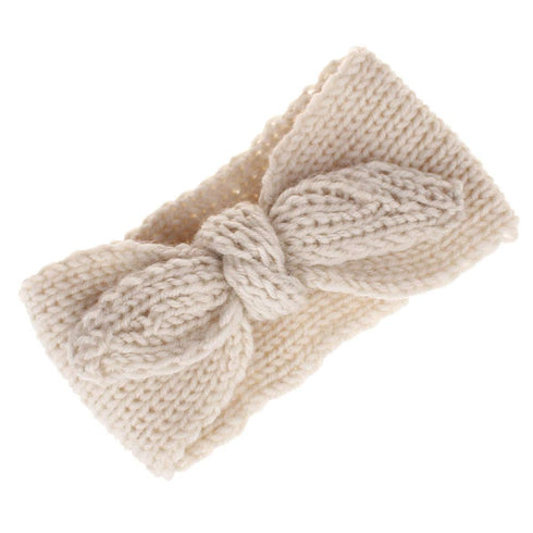 Utaly Winter Cute Kids Baby Girls Knit Rabbit Knotted Headband Headwrap Earwarmer (Tan +Beige, Stretchy)...