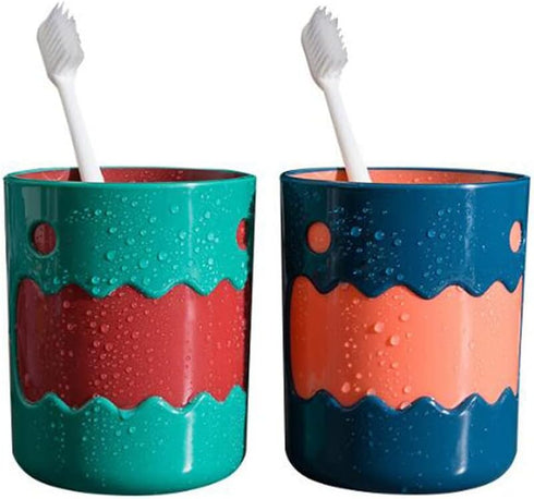 Cute Little Monster Color Matching Mouthwash Cup, Reusable Toothbrush Holder, Bathroom Cup, Tooth Brushing Cup, Plastic 450ml (Set of 4)...