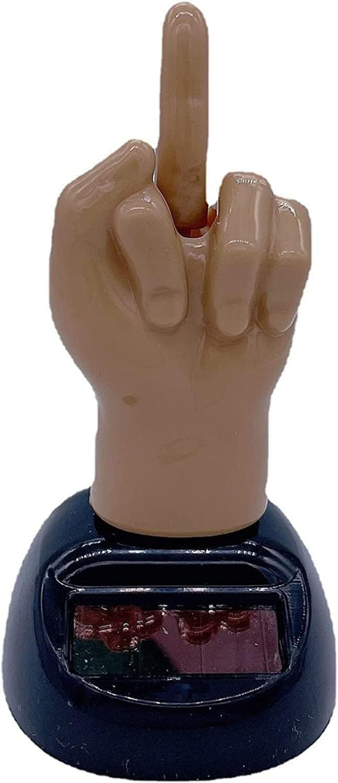 Solar Brown Middle Finger Powered Ornament Smooth Edge Decorative Non-Fading Solar-Power Dancing Windowsill Figure for Vehicle Solar Car Ornament,...