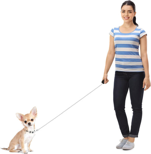 Giantree Metal Dog Leash, Heavy Duty Anti-Bite Dog Leash with Soft Nylon Padded Handle Chew Proof Dog Chain Leash for Small Medium Large Dogs...