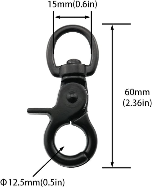 2pcs Snap Hook Zinc Alloy 60mm Black Key Chain Door Lock Pets Cage Hook Belt Clip for Any Suitable Cage, Dog Traction Rope...