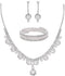 Urieo 3 PCS Pearl Bridal Jewelry Set Silver Rhinestone Necklace Drop Earrings Bangle Bracelet Elegant Costume Wedding Jewelry Accessories Prom Par...
