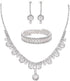 Urieo 3 PCS Pearl Bridal Jewelry Set Silver Rhinestone Necklace Drop Earrings Bangle Bracelet Elegant Costume Wedding Jewelry Accessories Prom Par...