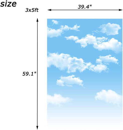 AOFOTO 3x5ft Blue Sky Backdrops White Clouds Photo Shoot Background Photography Studio Props Digital Video Drop Baby Infant Kid Newborn Toddler Ar...