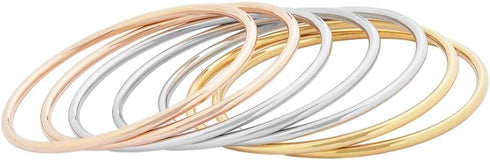 Edforce Stainless Steel Glossy Thin Round Bangle Bracelet Set for Women, Set of 7...