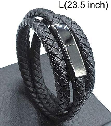 Bracelet USB Charging Cable Data Charging Cord for iPhone- Portable Travel Durable Braided Leather Charging Wrist Clasp USB for Apple iPhone Plus ...