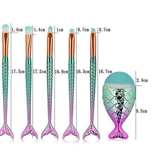 Funfunman Makeup Brushes 11PCS Make Up Foundation Eyebrow Eyeliner Blush Cosmetic Concealer Brushes(Mermaid Colorful)...
