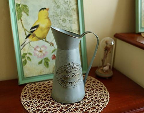 VANCORE Shabby Chic Large Metal Jug Flower Pitcher Vase...