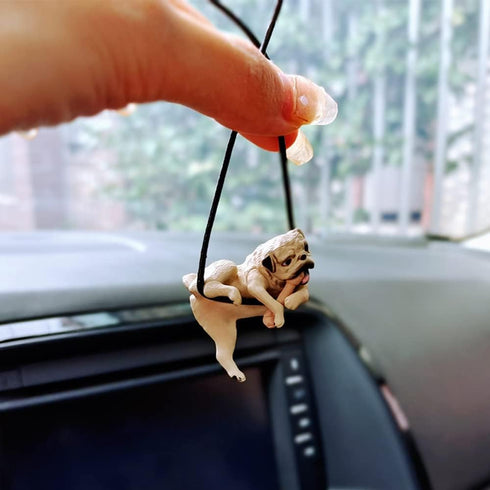 Swinging Dog Car Hanging Pendant Funny Animal Car Rearview Mirror Hanging Charms Ornament Swing Bulldog Auto Interior Accessories Gift Home Decor...