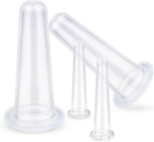 4 Pcs Silicone Facial Cupping Set, Vacuum Massage Cup Kit for Face Eyes Lips Neck, Facial Cupping System, Home SPA Massage Cupping Thera - py Set,...