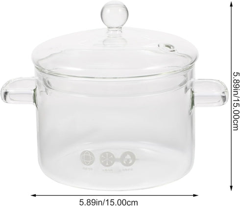 Clear Glass Pot Glass Saucepan with Cover and Handles Clear Cooking Pot Simmer Pot Pan Glass Cookware for Pasta Noodle Soup Milk 1500ml Glass Sauc...